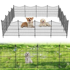 5 Panels No Dig Dog Fence Outdoor for Yard, 24 in H X 10 ft L Decorative Ta...