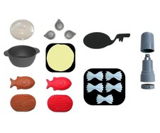 Smoby E19122 Küchenzubehör: Set mit Topf, Fisch, Nudeln, Pfannenwender, etc.