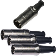 Metal Body 5 Pin DIN Male Plug MIDI Cable Connector Soldering 4 Pack 