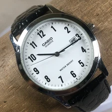 Casio Men MTP-11446 Dress Date Black Leather Quartz Analog 36mm Watch 7 1/4"