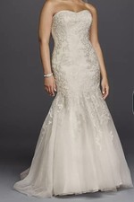 Jewel by David's Bridal Ivory Strapless Petite Mermaid Trumpet Wedding Dress 12P