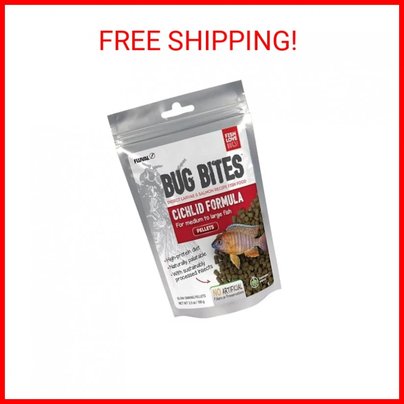 Alimento para peces cíclidos Fluval Bug Bites, pellets para peces de tamaño mediano a grande, 3,53 Foto 2 de 2