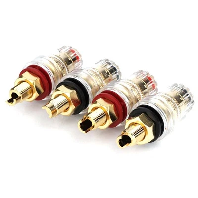 4Pcs Banana Female Socket Jack Gold Plated HIFI Audio Binding Post Adapter Plugs - Image 1 of 4