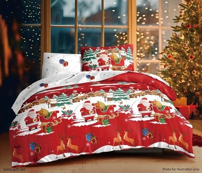 CHARLOTTE ANDERSEN Christmas Santa Bedding Set Reversible Duvet Cover Red