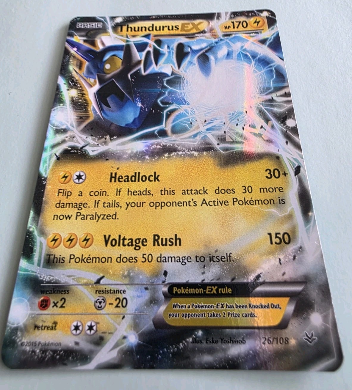 Thundurus EX 26/108 Roaring Skies Holo NM