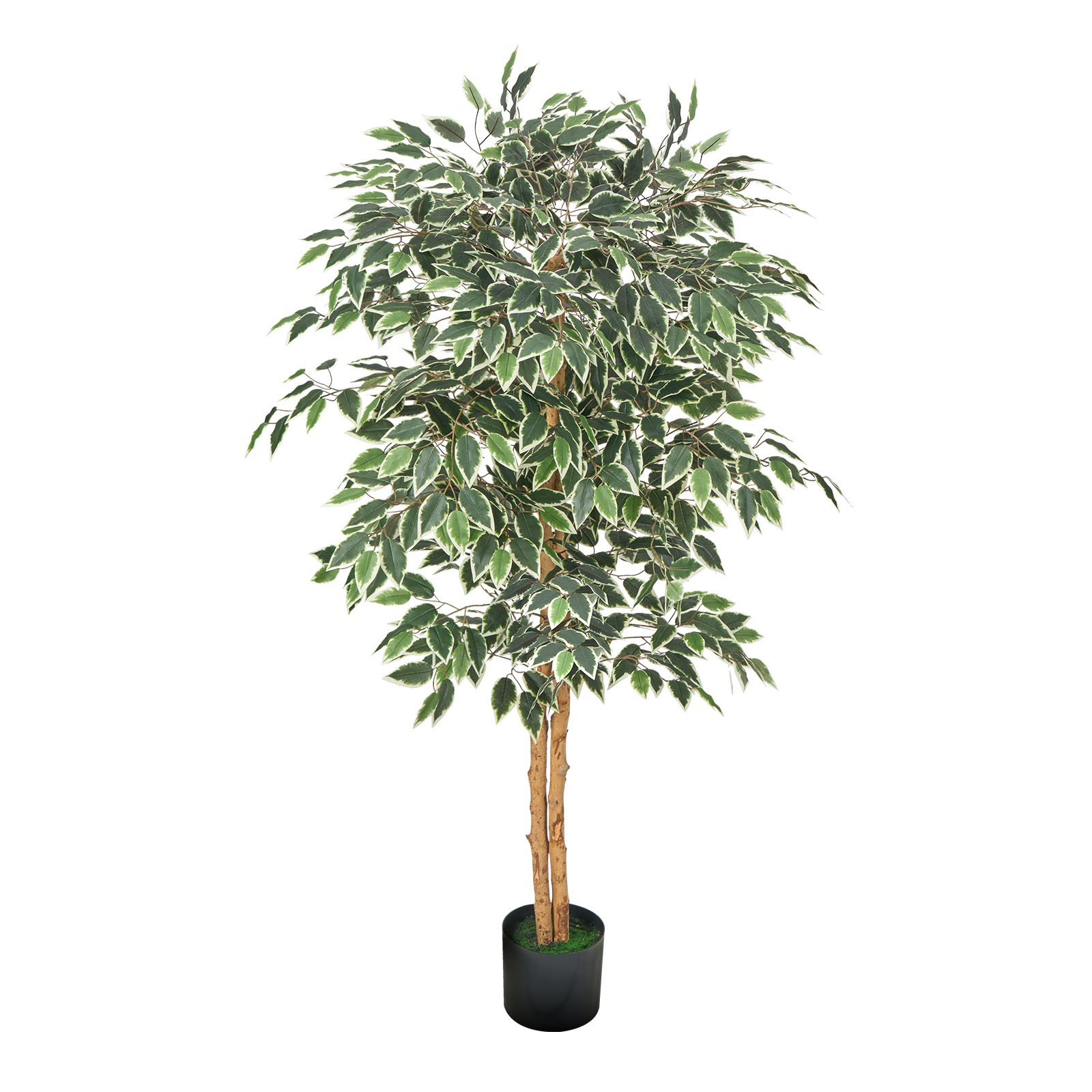 Uimoso Artificial Ficus Tree 5ft Tall Faux Silk Plant Potted Indoor Home Decor