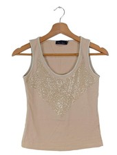 PIA JESSEN Tanktop Damen Top Gr. DE 34 creme Casual-Look