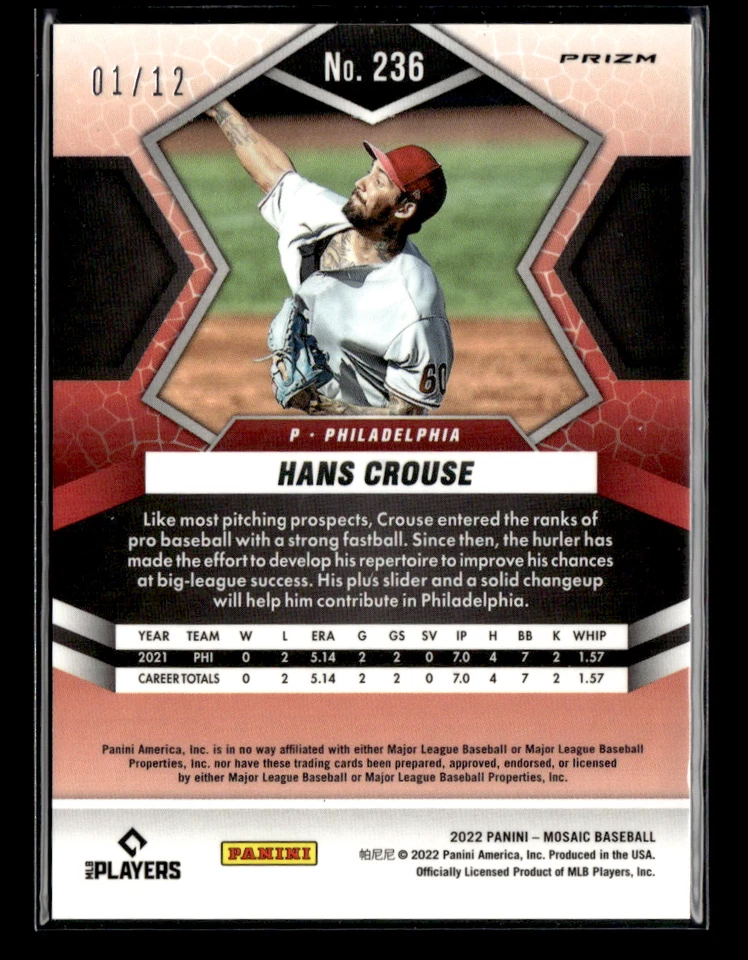 Hans Crouse 2022 Mosaic Green Swirl Prizm RC 1/12 #236 - Image 2 of 2