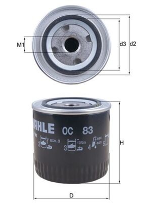 MAHLE Ölfilter OC 83 Anschraubfilter für SCANIA 93,2mm 3/4''-16UNF-2B SEAT 124 TT
