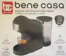 Bene Casa Capsule & Ground Espresso Coffee Maker Black BC-99737  Brand New