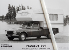 Photo Presse PEUGEOT 504 PICK - UP avec cellule  Camping car modèle 1984