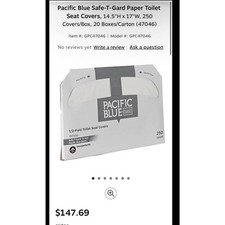 Pacific Blue Safe-T-Gard Paper Toilet Seat Covers, 14.5"H x 17"W, 250