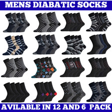 6 & 12 Pairs Mens Non Elastic Diabetic Socks Loose Soft Grip Top Adults UK 6-11