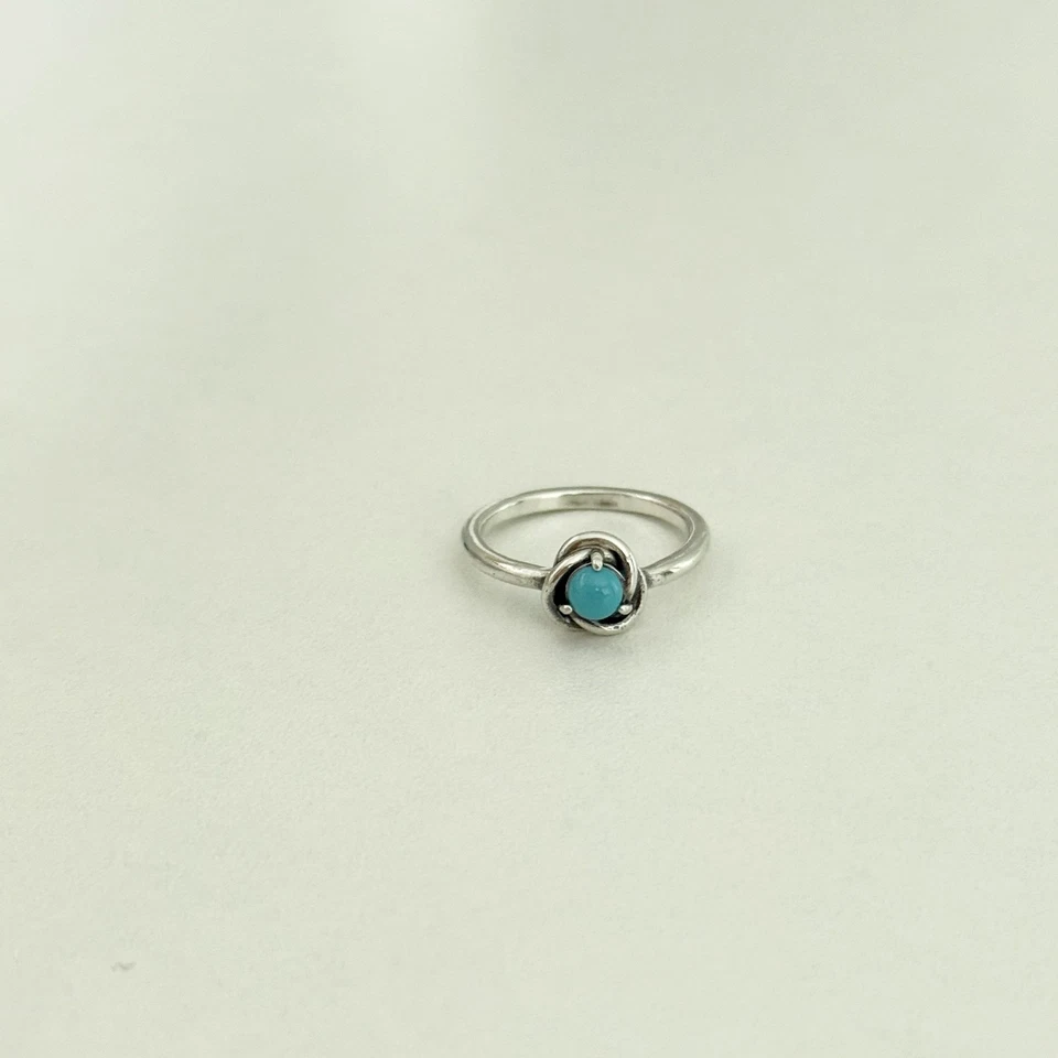 Anillo Pandora Plata Esterlina 925 Turquesa Círculo de Eternidad Talla 5 Foto 2 de 4