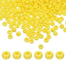 1000Pcs Light Yellow Pony Beads 6x9mm Acrylic Bulk Plastic Barrel Bead