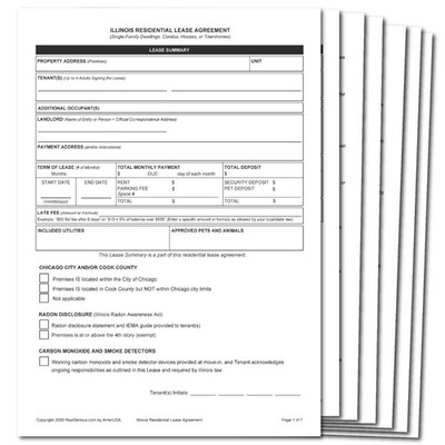 Illinois Lease Agreement Form - Rental Contract for Landlords | PDF or US Mail