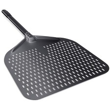 14 Perforated Pizza Peel, 14x16 Aluminum, 34 Overall, Turning Paddle, Oven