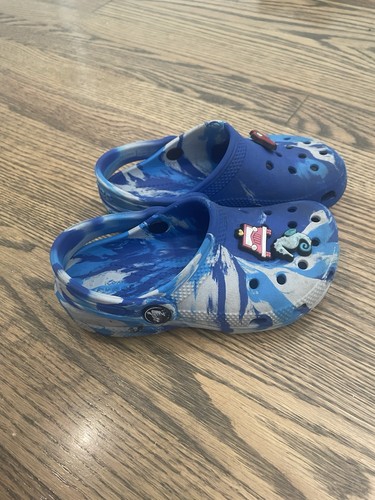 Crocs Classic Tie Dye Marbled Clogs Toddler Kids Size C10 Water Shoes Blue - Picture 4 of 6