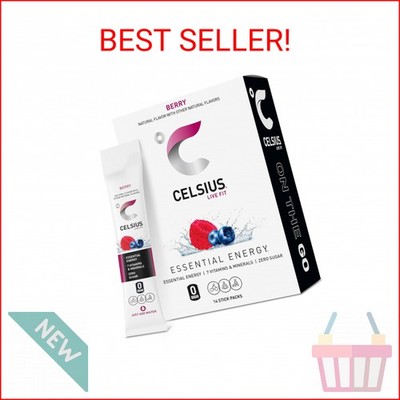 CELSIUS On-the-Go Powder Stick Packs, Zero Sugar (14 Sticks per Pack), Berry, 2.