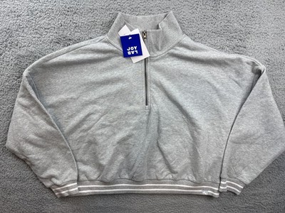 JoyLab Sweatshirt Womens 2XL Gray Boxy Cropped Quarter Zip Mock Neck Pullover