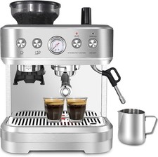 Aptliton Bean to Cup Coffee Machine with Grinder and Milk Frother, 15 Bar Pump