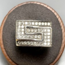 VTG Sterling Silver 925 Cubic Zirconia Greek Key Design Pave Band Ring Size 7.75