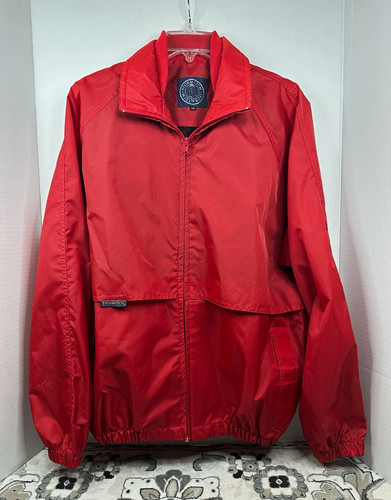 Stormtech Mens Red Nylon Windbreaker Jacket Zip Front Lined Stand-Up Collar M