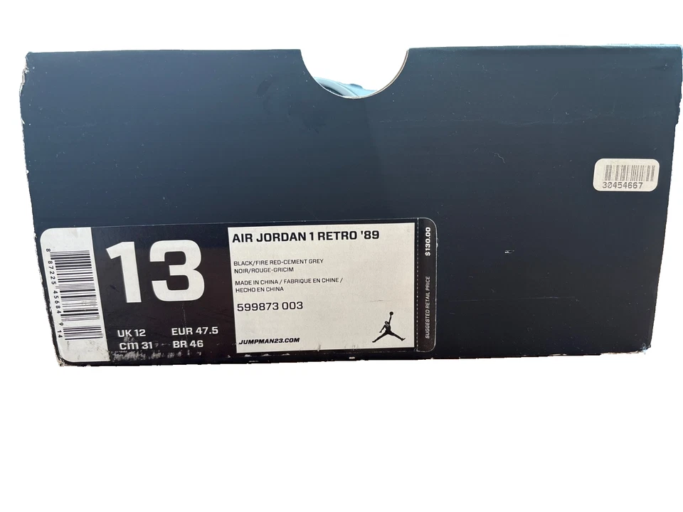 Air Jordan 1 ретро 89' черный огненно-красный цемент - Изображение 3 из 4