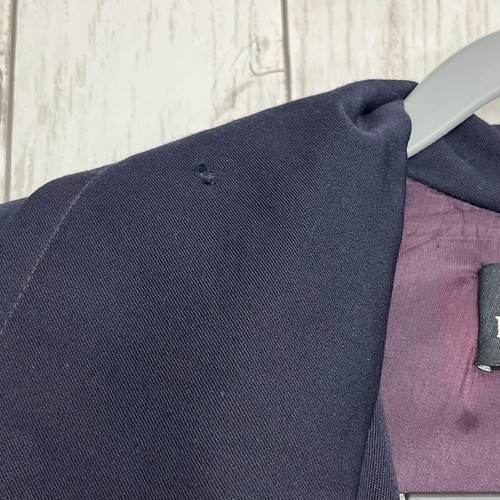 Linda Allard For Ellen Tracy Navy Blue Purple Long Belted Trench Style Coat - Picture 9 of 12