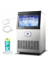 Zomagas 120 LBS/24H Commercial Ice Maker, Stainless Steel Freestanding Ice Machi