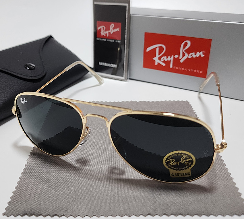 New Ray-Ban RB3025 Aviator Pilot Sunglasses Gold Metal Frame Gray Lens 58mm