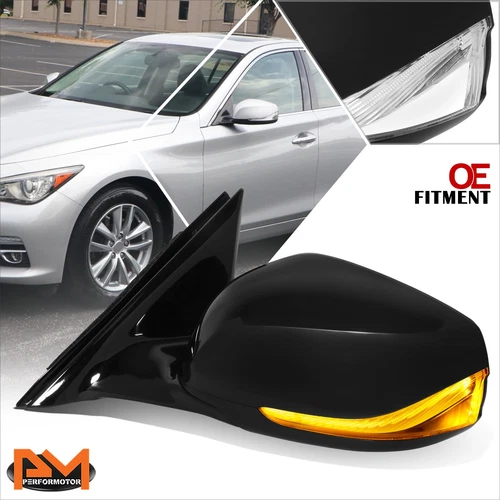 For 14-21 Infiniti Q50 OE Style Power Heated Signal Side Rear View Mirror Left