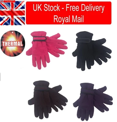 Ladies Thermal Thinsulate Lined Polar Fleece Gloves Womens Adults Winter Warm