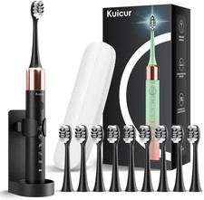 Sonic Electric Toothbrush for Adults  Kids   10 Heads, 5 Modes, Travel Case