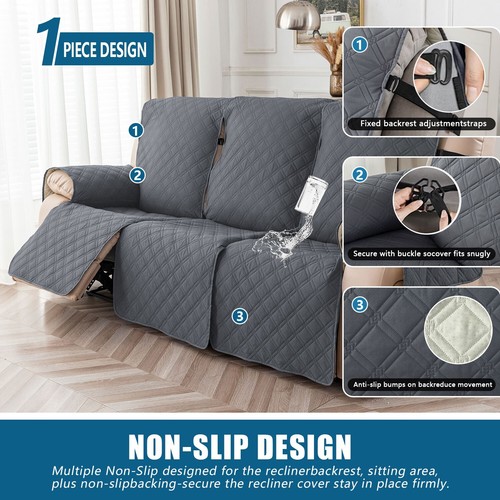 Waterproof non-slip sofa cover recliner 3 seats, furniture protection decoration - Picture 41 of 94