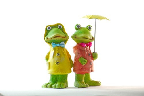 Dekofiguren Frosch Frösche mit Regenschirm Garten Regenjacke Paar - Balkon - Bild 3 von 6