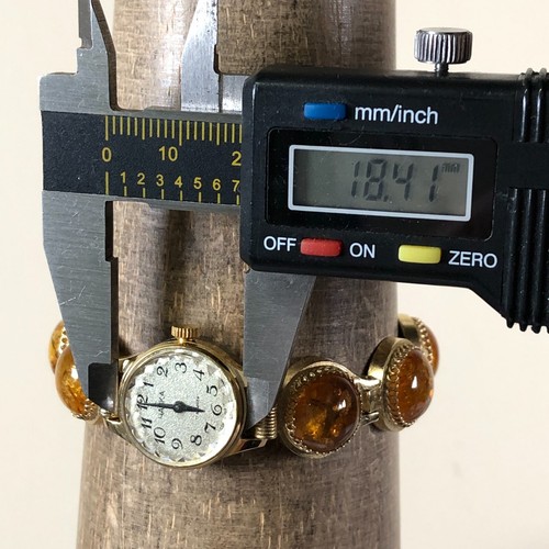 Reloj mecánico vintage Yanka para mujer 17 Kamhen ámbar pulsera de piedras preciosas 6" - Imagen 6 de 12