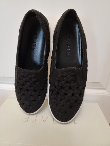 1. STATE "Delphin" BLACK Braided Slip-Ons 8.5M Microsuede Elastic - 第 3/6 張圖片