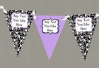 Lilac White Black Damask Personalised Wedding Venue or Reception Bunting