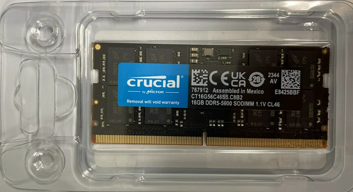 Crucial - CT16G56C46S5 - 16GB 262-Pin DDR5 SODIMM 5600 PC5-44800