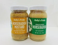 Kelly's Pride- 2 Pack Horseradish Mustard and Prepared Horseradish- 8 Ounce Jars