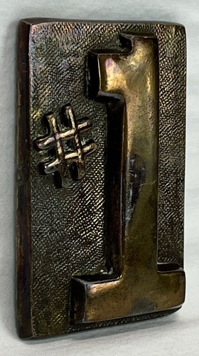 Vintage Art Deco Copper Finish # 1 Paperweight Number One - Picture 4 of 12
