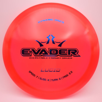 Dynamic Discs Evader Golf Disc Lucid Plastic Red with Blue Stamp 166 grams