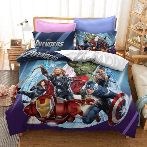 Marvel The Avengers Captain America Iron Man Bedding Set Duvet Cover Pillowcases - Picture 21 of 31