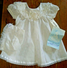 Nwt Madonna 6-9 mo baby christening dress and bonnet white infant girl set