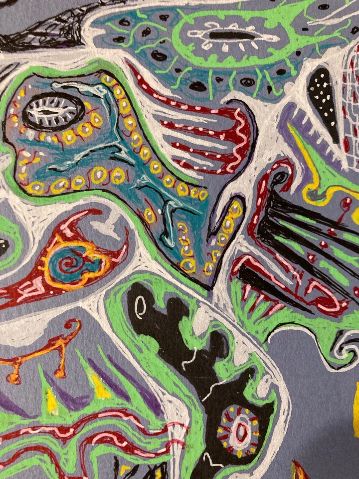 Pintura muito bonita guache papel arte cru Pascal Manitoba arte surreal 20º - Imagem 4 de 4