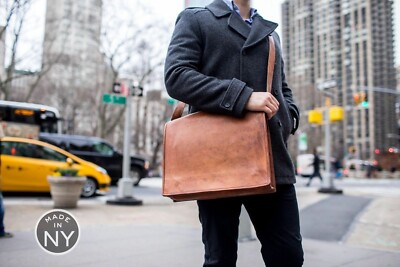 Leather Satchel Messenger Shoulder Vintage Men's New Genuine Brown Bag
