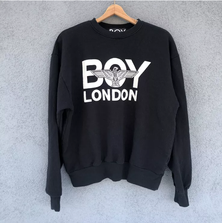 BOY LONDON Made In USA Large Black White Eagle Logo CrewNeck Pullover Sweatshirt