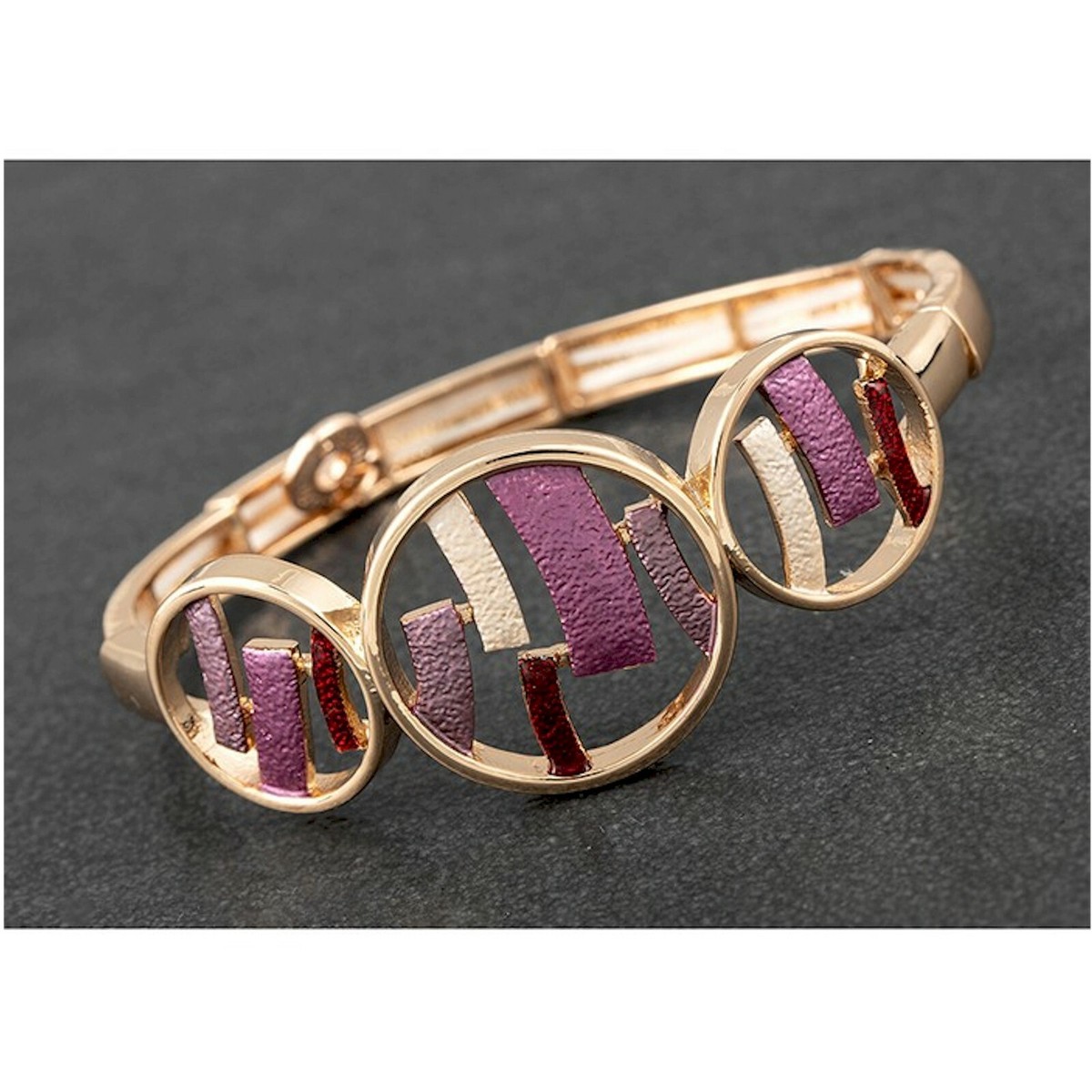 Equilibrium Rose Gold Plated Circles and Lines Stretch Half