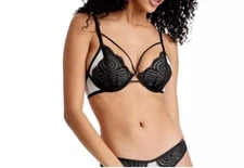 Women’s Auden Unlined Strappy Lace Bra Black/White Size L NEW!